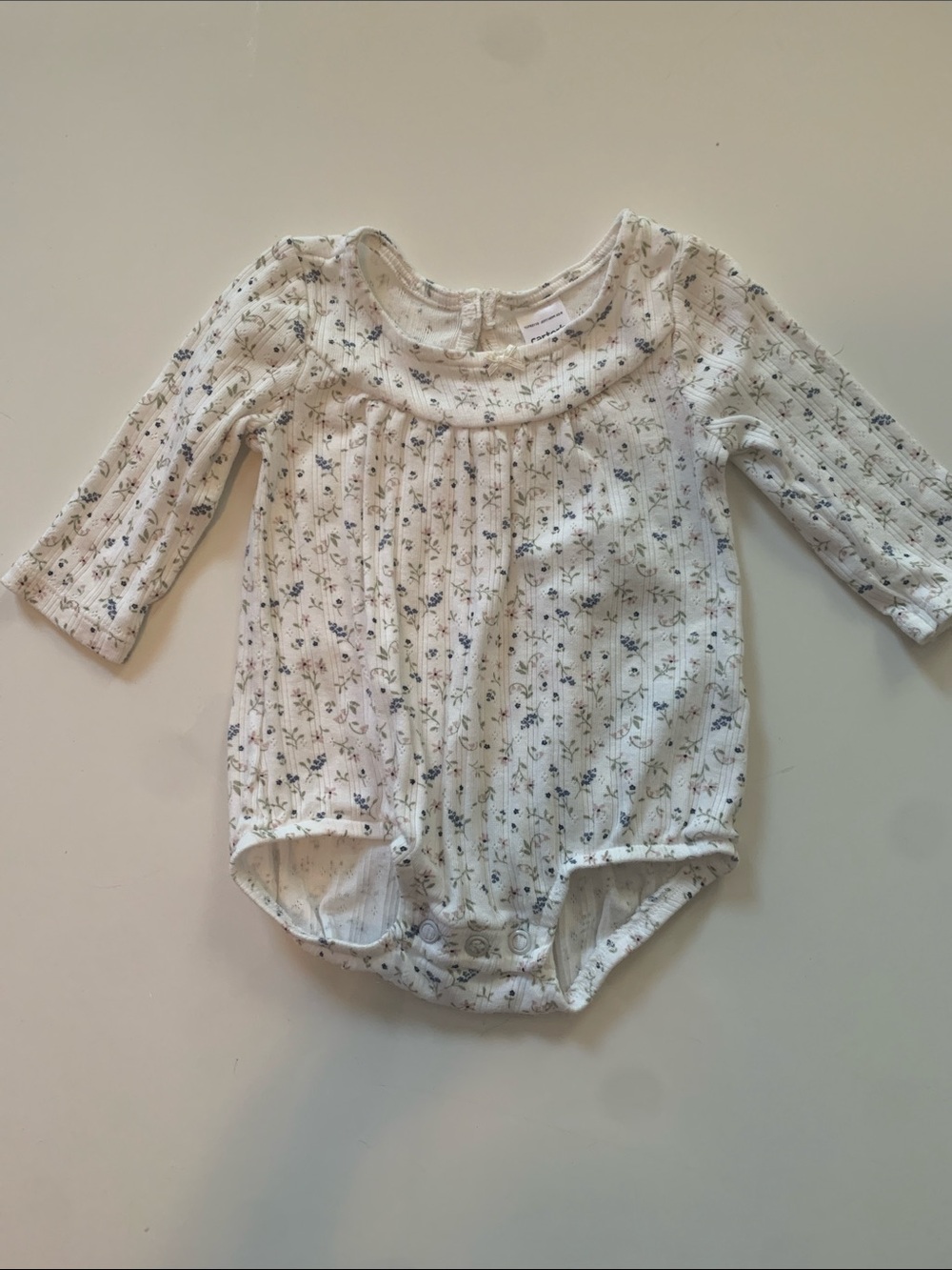 Carter’s Soft Floral Cream Baby One-Piece Romper Size 3 mo
